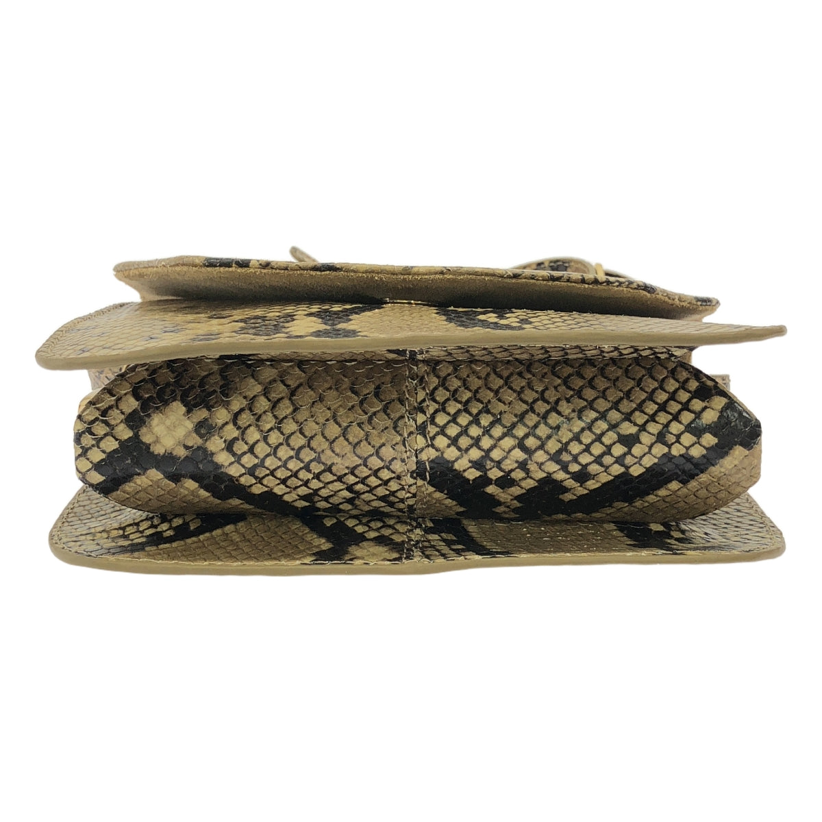 ANTHOLOGY PARIS / アンソロジーパリ | レザー パイソン フラップ ショルダーバッグ | ブラウン系 | レディース