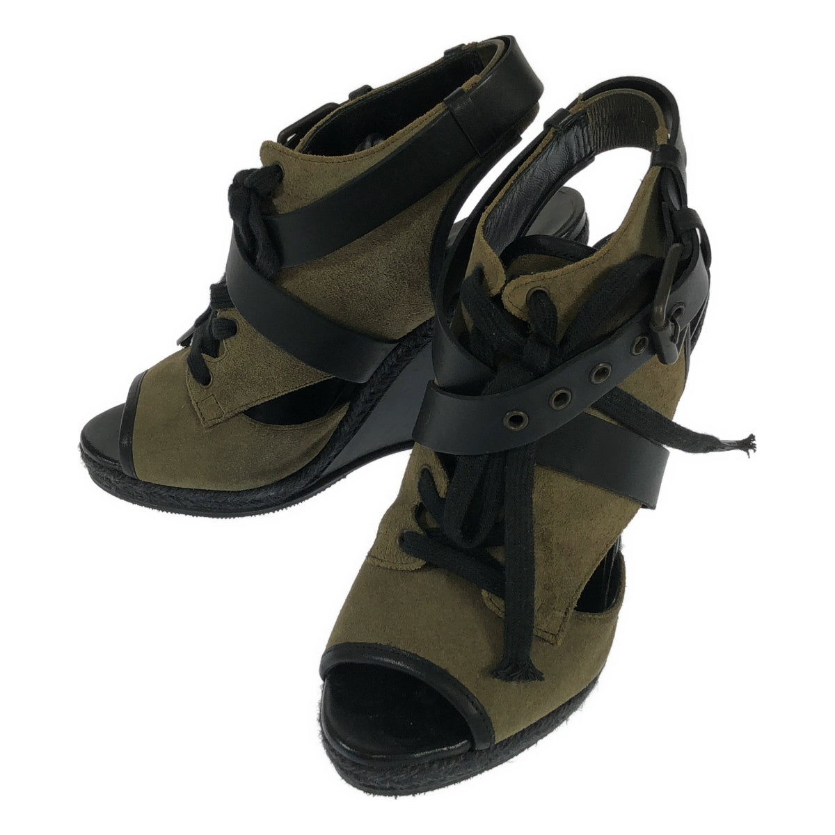 PIERRE HARDY | Suede lace-up ankle strap wedge sandals | 36 |