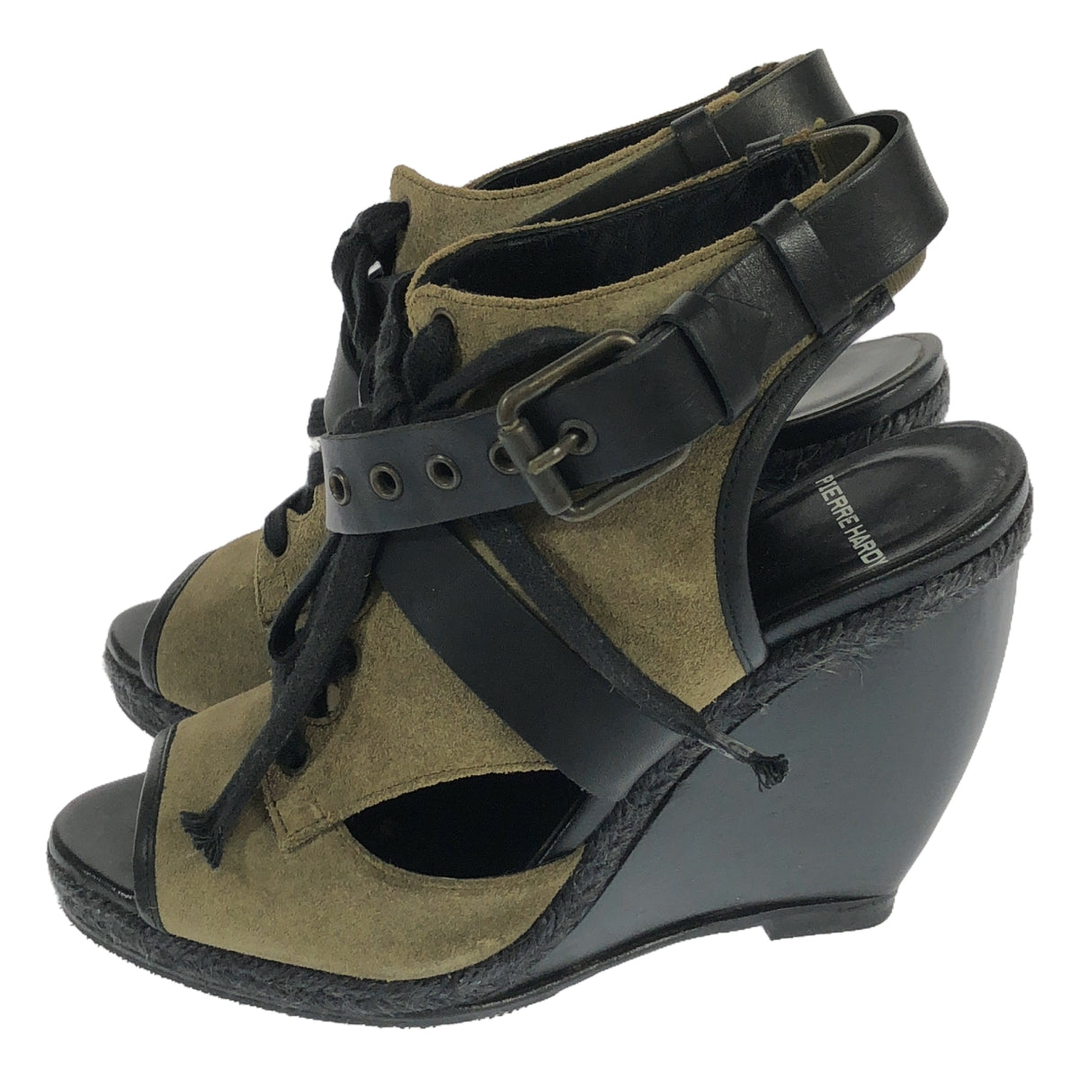 PIERRE HARDY | Suede lace-up ankle strap wedge sandals | 36 |