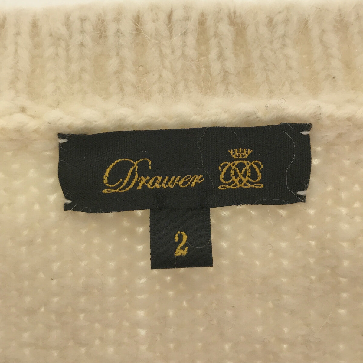 Drawer / ドゥロワー | アルパカ シルク 片畦編み Vネックニット | 2 | ホワイト | レディース