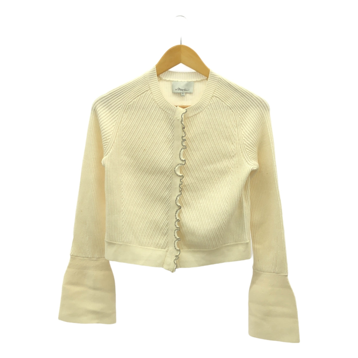 3.1 Phillip Lim / スリーワンフィリップリム | フロントフリル ベルスリーブ リブカーディガン | XS | アイボリー | レディース