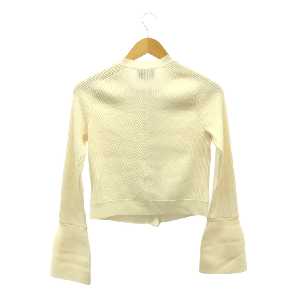 3.1 Phillip Lim / スリーワンフィリップリム | フロントフリル ベルスリーブ リブカーディガン | XS | アイボリー | レディース