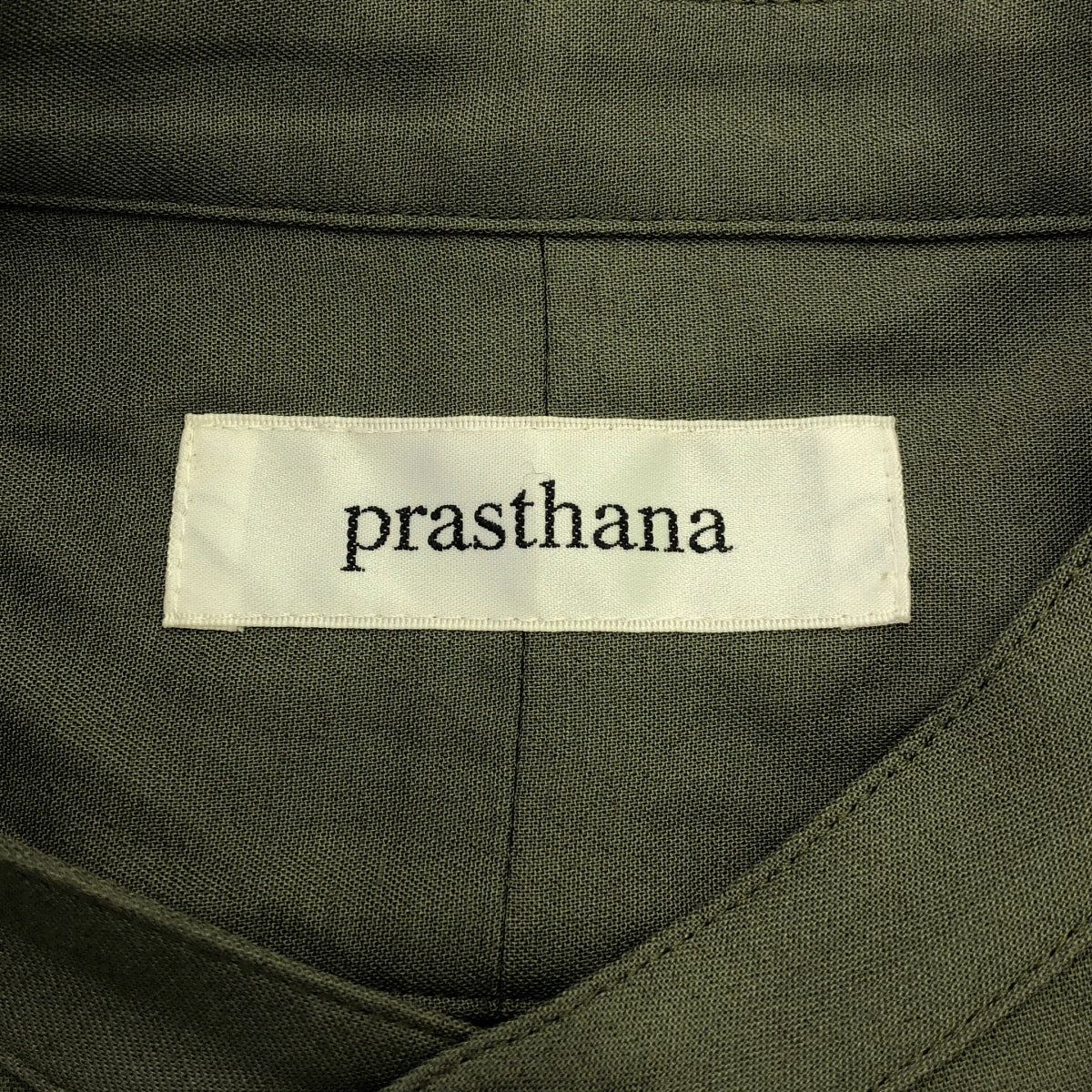 【신품】 prasthana / 프라스타나 | strings band collar shirt ver2 / 셔츠 | M | 카키 | 남성