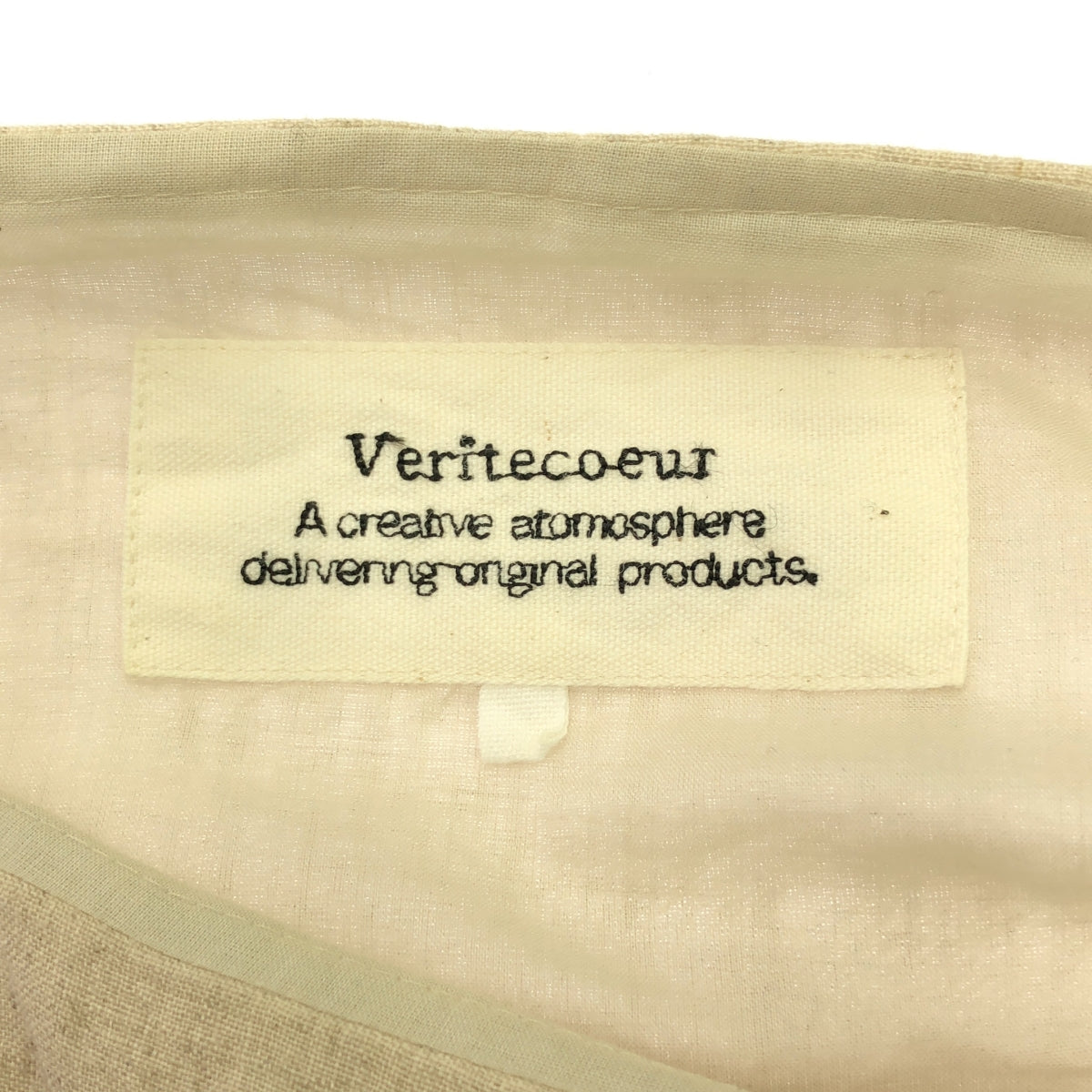 veritecoeur / Veritecoeur |亞麻側褶連身裙 | F |米色 |女性的