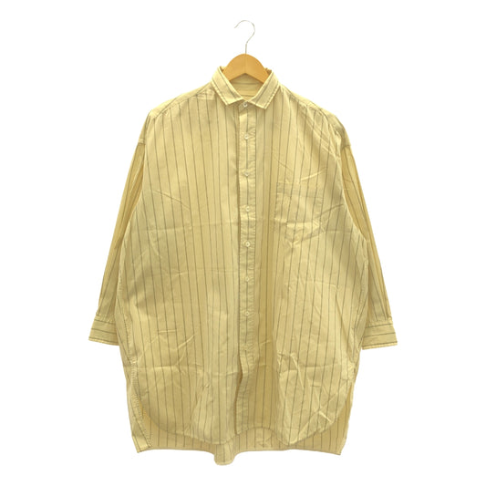 TICCA | Cotton Nylon Stripe Big Shirt | F | Cream | Women's