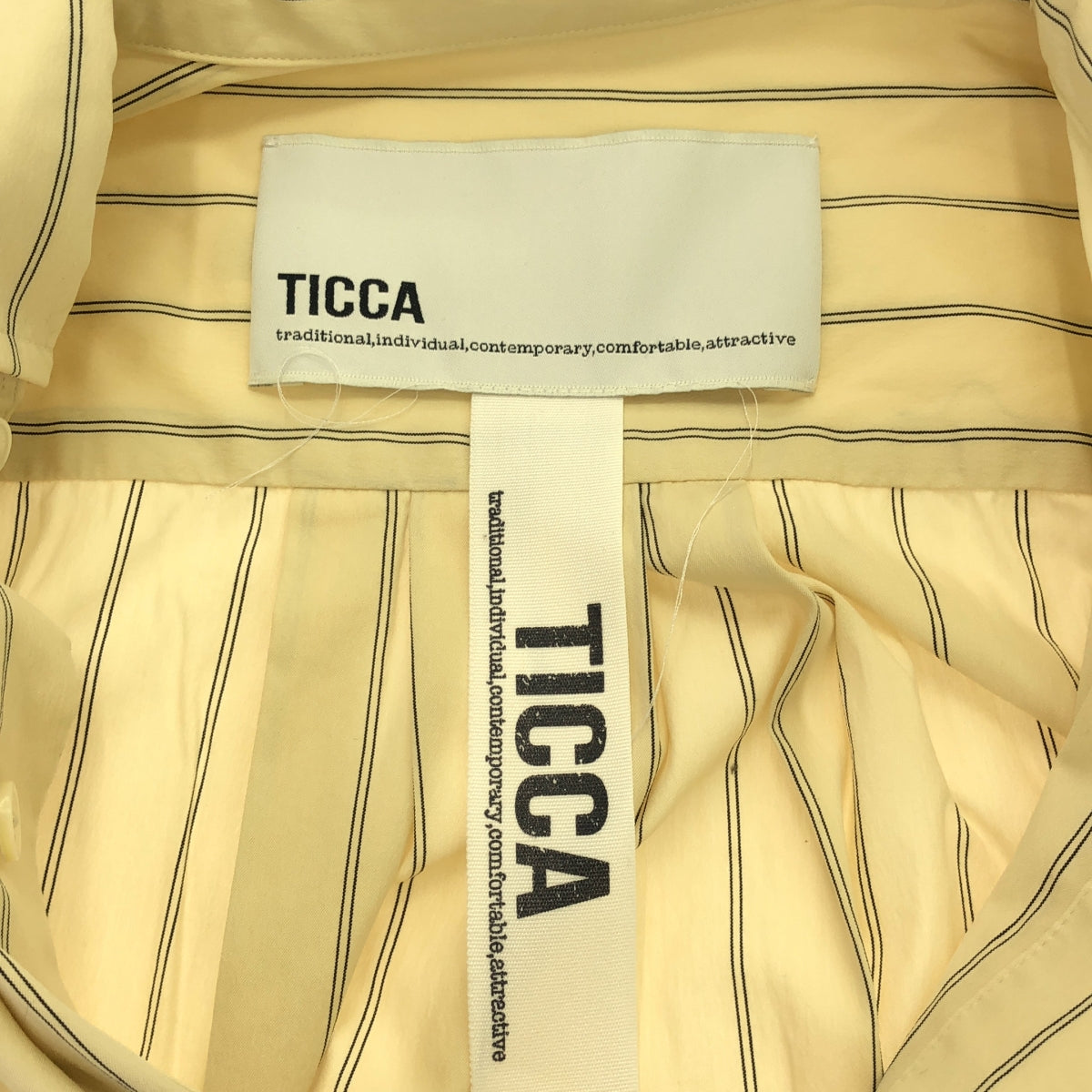 TICCA | Cotton Nylon Stripe Big Shirt | F | Cream | Women's