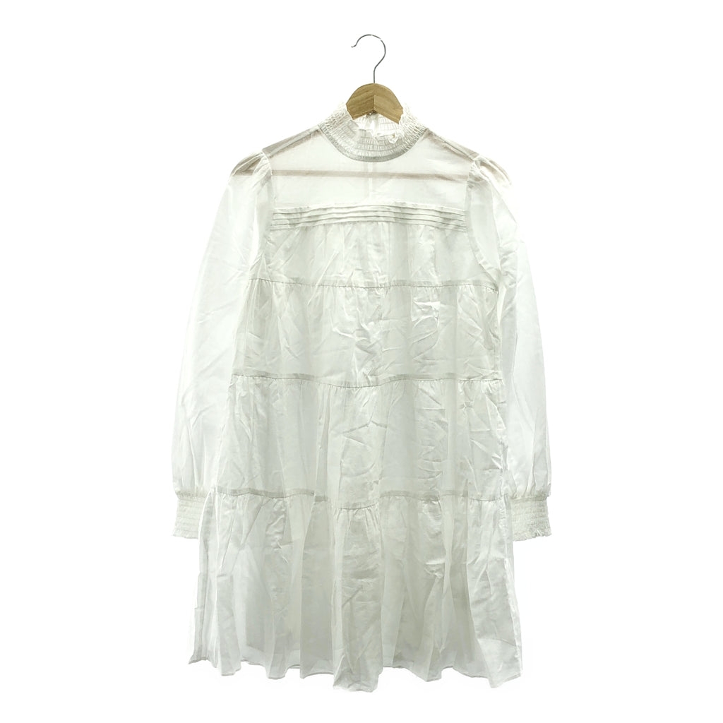 【美品】  MICHAEL KORS / マイケルコース | Smocked Cotton Dress / ティアード ボリューム ワンピース | XS | ホワイト | レディース