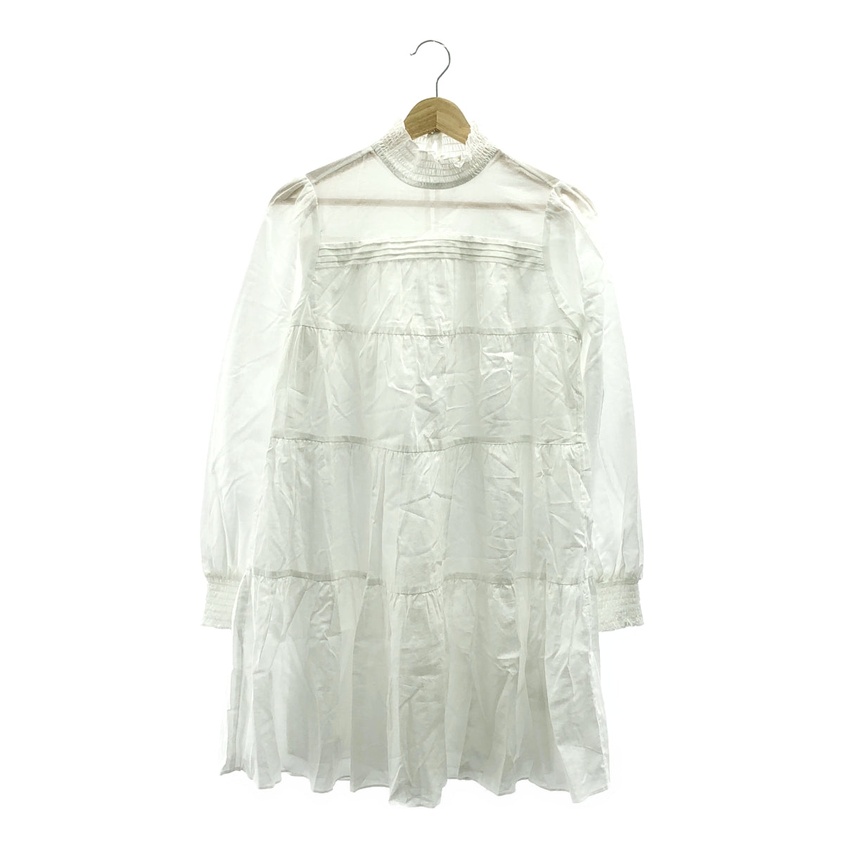 【美品】  MICHAEL KORS / マイケルコース | Smocked Cotton Dress / ティアード ボリューム ワンピース | XS | ホワイト | レディース