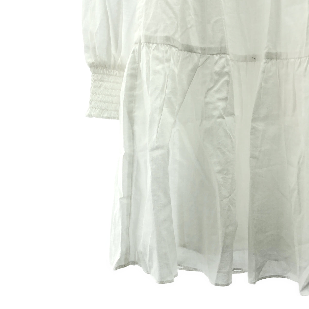 【美品】  MICHAEL KORS / マイケルコース | Smocked Cotton Dress / ティアード ボリューム ワンピース | XS | ホワイト | レディース