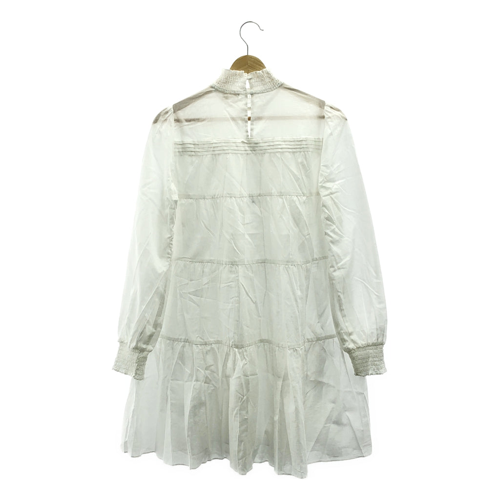 【美品】  MICHAEL KORS / マイケルコース | Smocked Cotton Dress / ティアード ボリューム ワンピース | XS | ホワイト | レディース