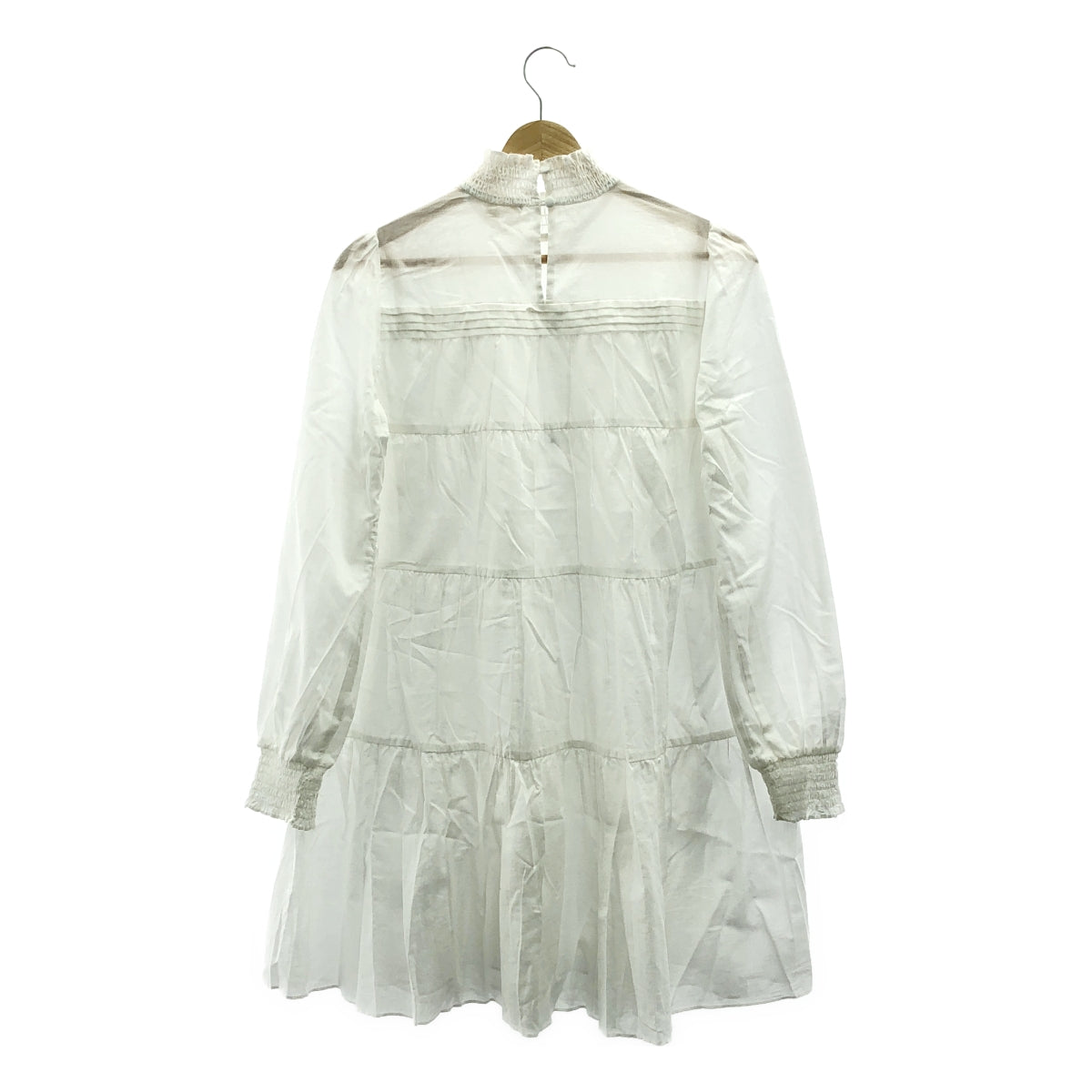 【美品】  MICHAEL KORS / マイケルコース | Smocked Cotton Dress / ティアード ボリューム ワンピース | XS | ホワイト | レディース
