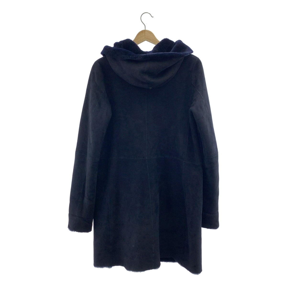 未知商品 | 雙面羊皮連帽羊毛大衣 | 8 碼 | 海軍藍 | 女款