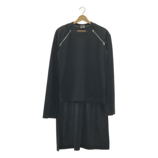 COMME des GARCONS HOMME PLUS / 콤데 갤슨 옴플루스 | 2025SS | 폴리 에스테르 더블 Zip 티셔츠 컷 톱 | S | 남성