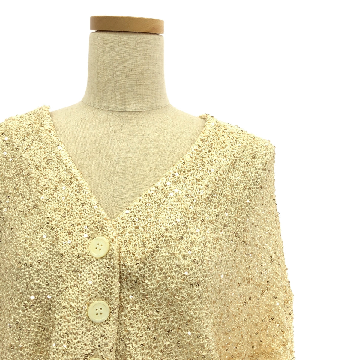 【미품】 CINOH / 치노 | 2024SS | SPANGLE KNIT CARDIGAN / 스팽글 니트 카디건 | 38 | 베이지 | 여성