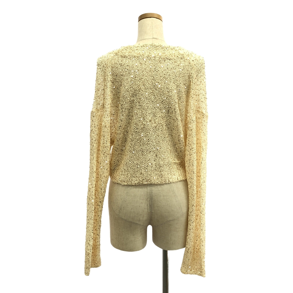 【미품】 CINOH / 치노 | 2024SS | SPANGLE KNIT CARDIGAN / 스팽글 니트 카디건 | 38 | 베이지 | 여성