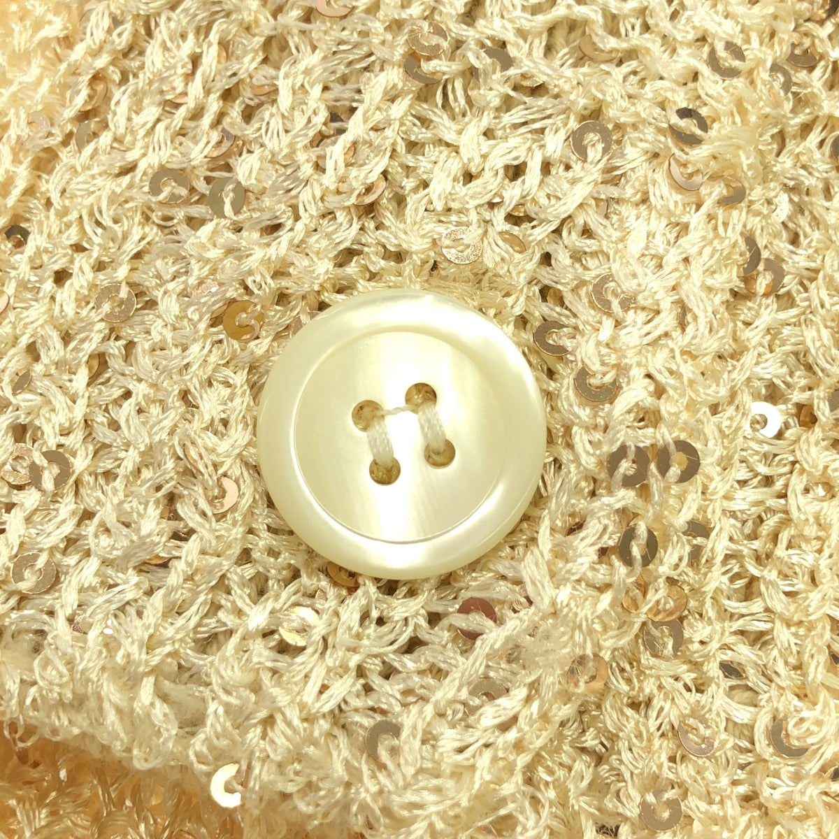 [狀況良好] CINOH | 2024SS |亮片針織開襟衫 |尺寸 38 |米色 |女性的