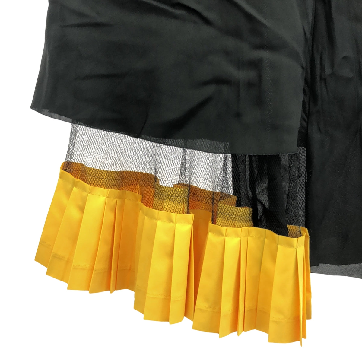 TOGA | 多層網眼褶皺長裙 | 36碼 | 黑/黃 | 女款