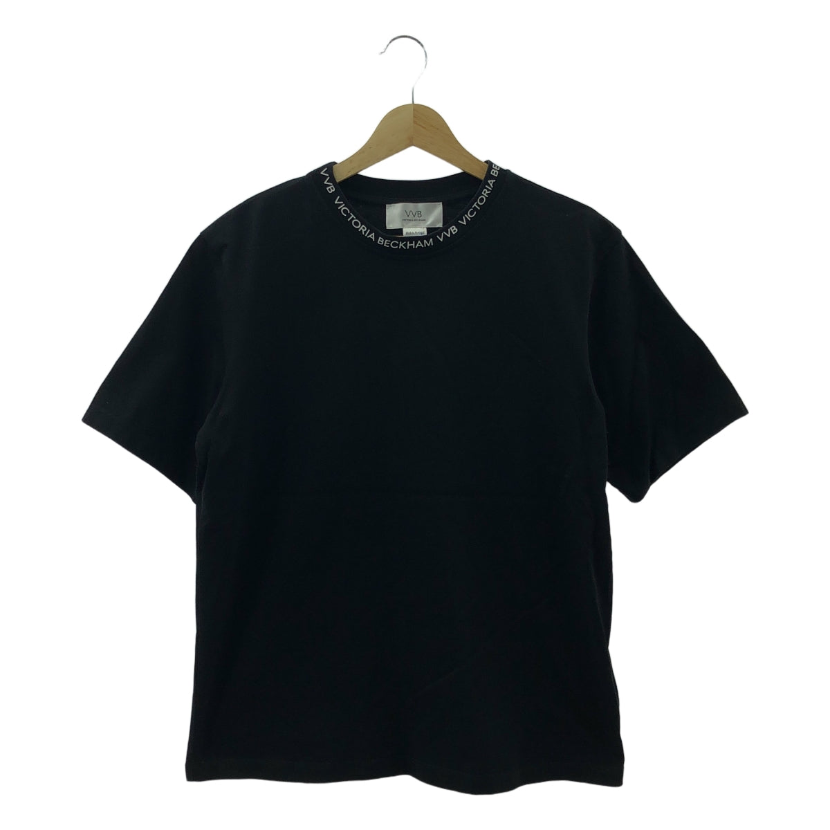 VICTORIA BECKHAM / ヴィクトリアベッカム | コットン ロゴ クルーネック カットソー | S | ブラック | レディース