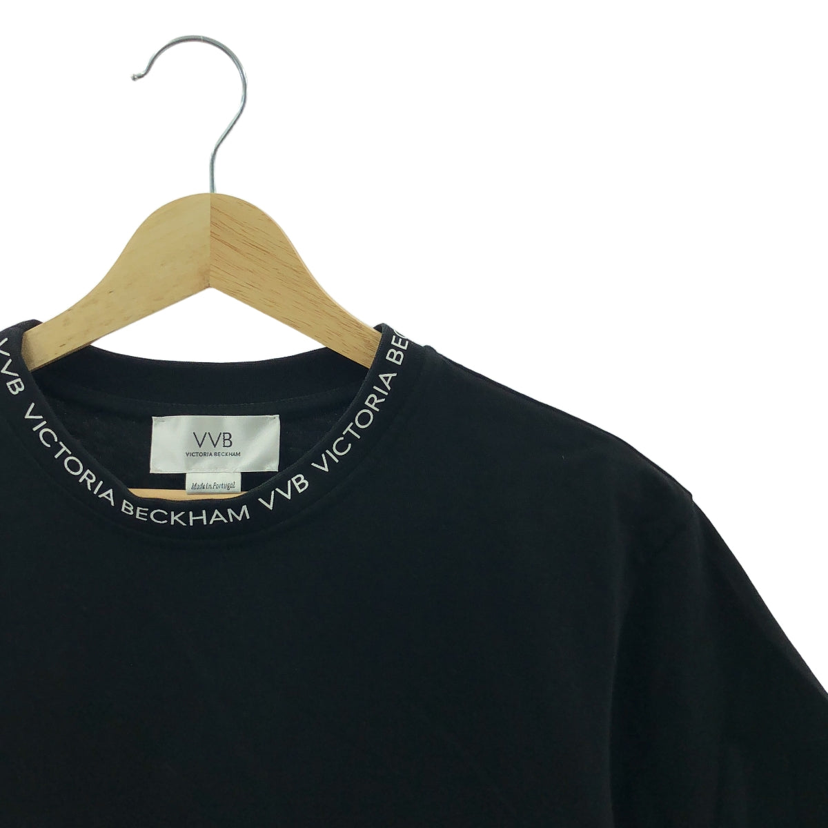 VICTORIA BECKHAM / ヴィクトリアベッカム | コットン ロゴ クルーネック カットソー | S | ブラック | レディース