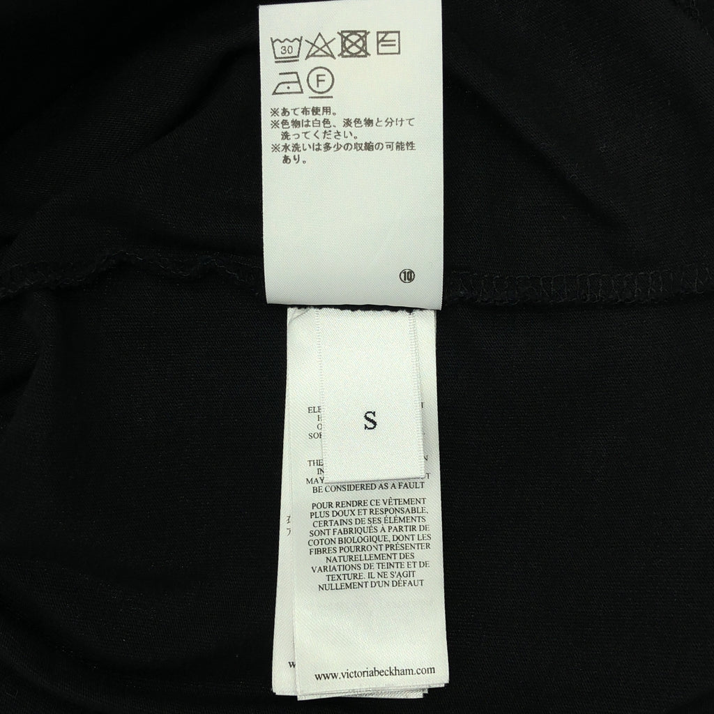 VICTORIA BECKHAM / ヴィクトリアベッカム | コットン ロゴ クルーネック カットソー | S | ブラック | レディース
