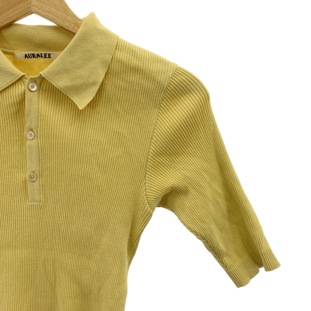 AURALEE / オーラリー | 2022SS | GIZA HIGH GAUGE RIB KNIT POLO / コットン ハイゲージ ニット ポロ | 0 | イエロー | レディース