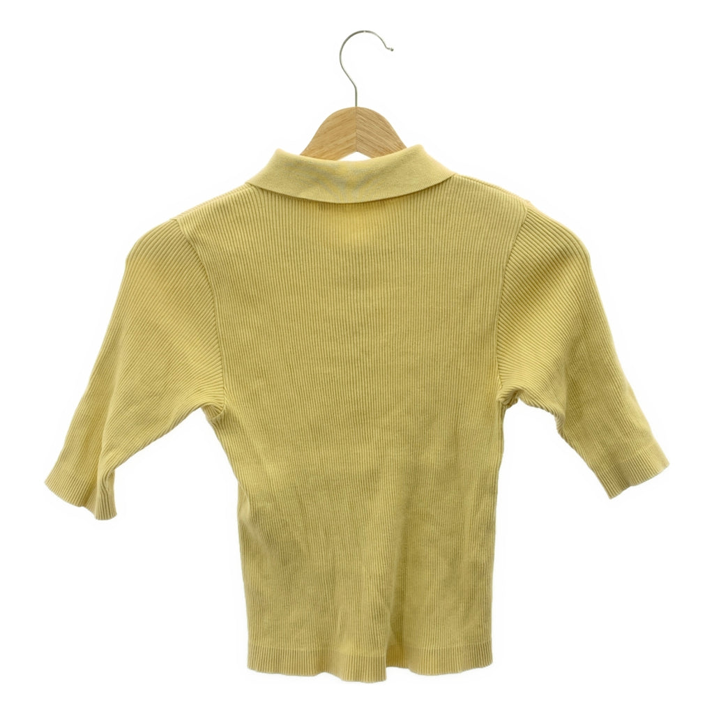 AURALEE / オーラリー | 2022SS | GIZA HIGH GAUGE RIB KNIT POLO / コットン ハイゲージ ニット ポロ | 0 | イエロー | レディース