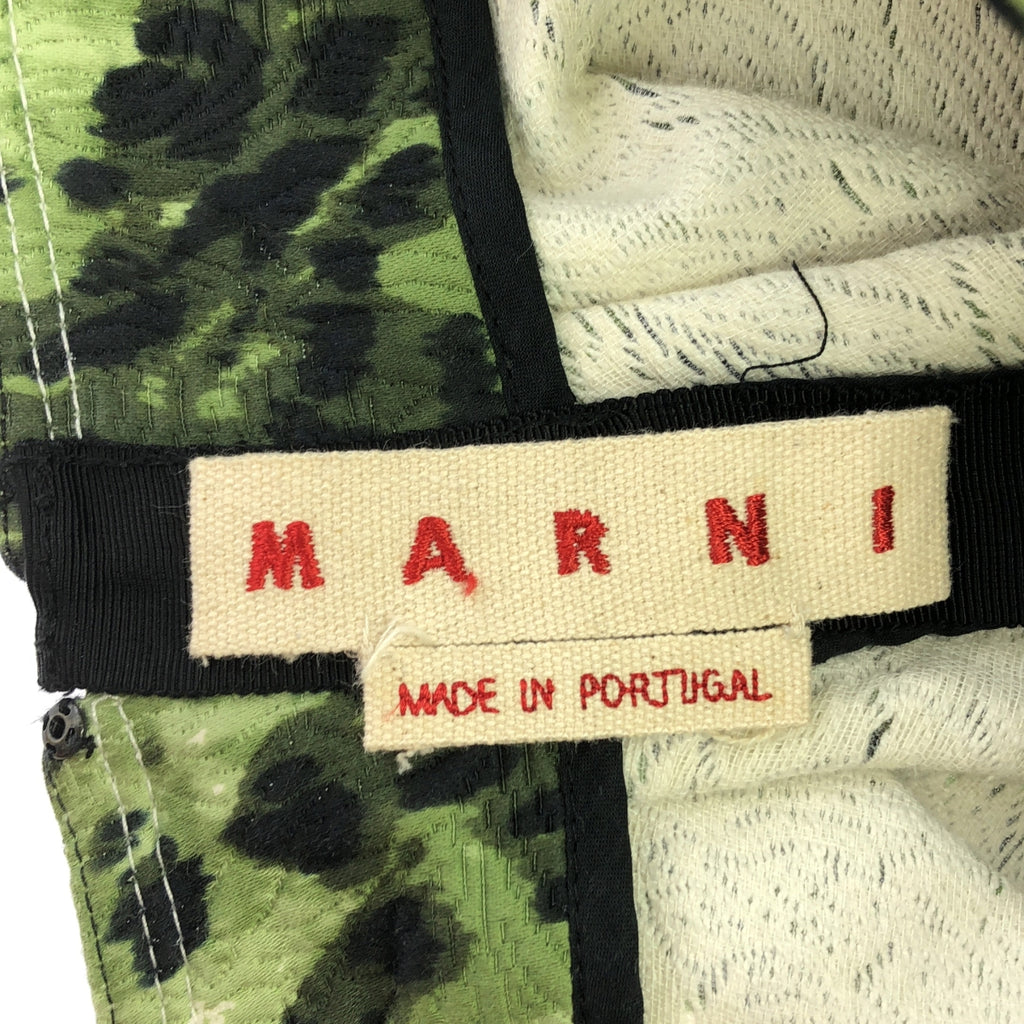 MARNI | 棉質全印花腰帶喇叭裙 | 38 碼 | 黑色/綠色 | 女款