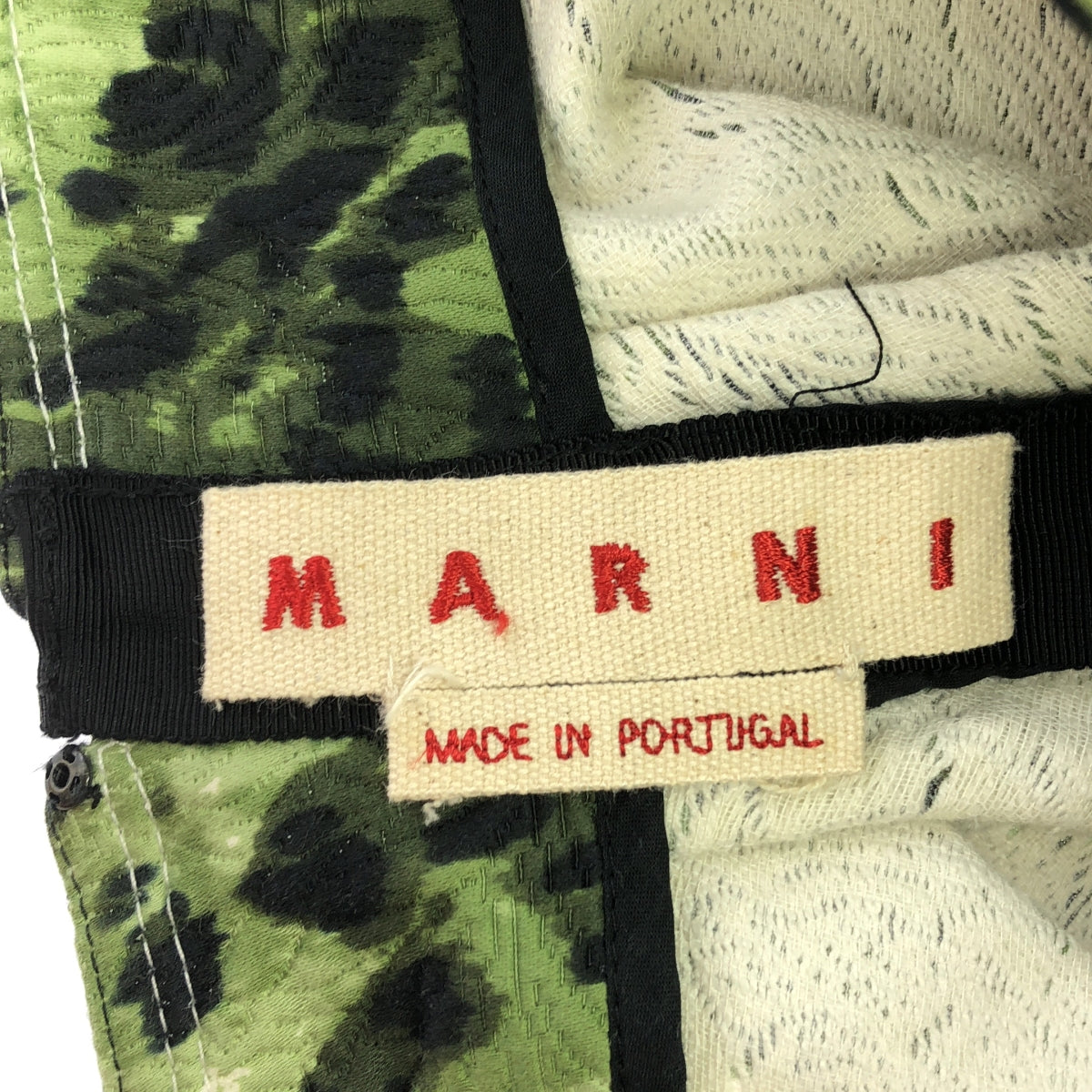 MARNI | 棉質全印花腰帶喇叭裙 | 38 碼 | 黑色/綠色 | 女款