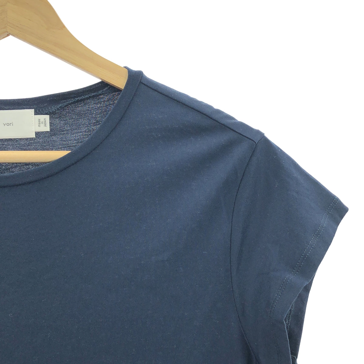 yori / ヨリ | チェック切替 フリル  カットソー Tシャツ | F | ネイビー | レディース