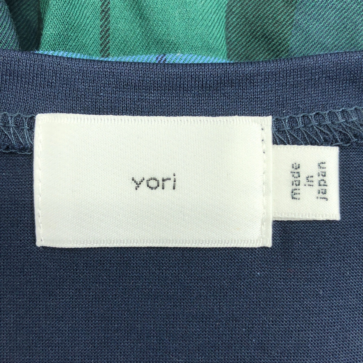 yori / ヨリ | チェック切替 フリル  カットソー Tシャツ | F | ネイビー | レディース
