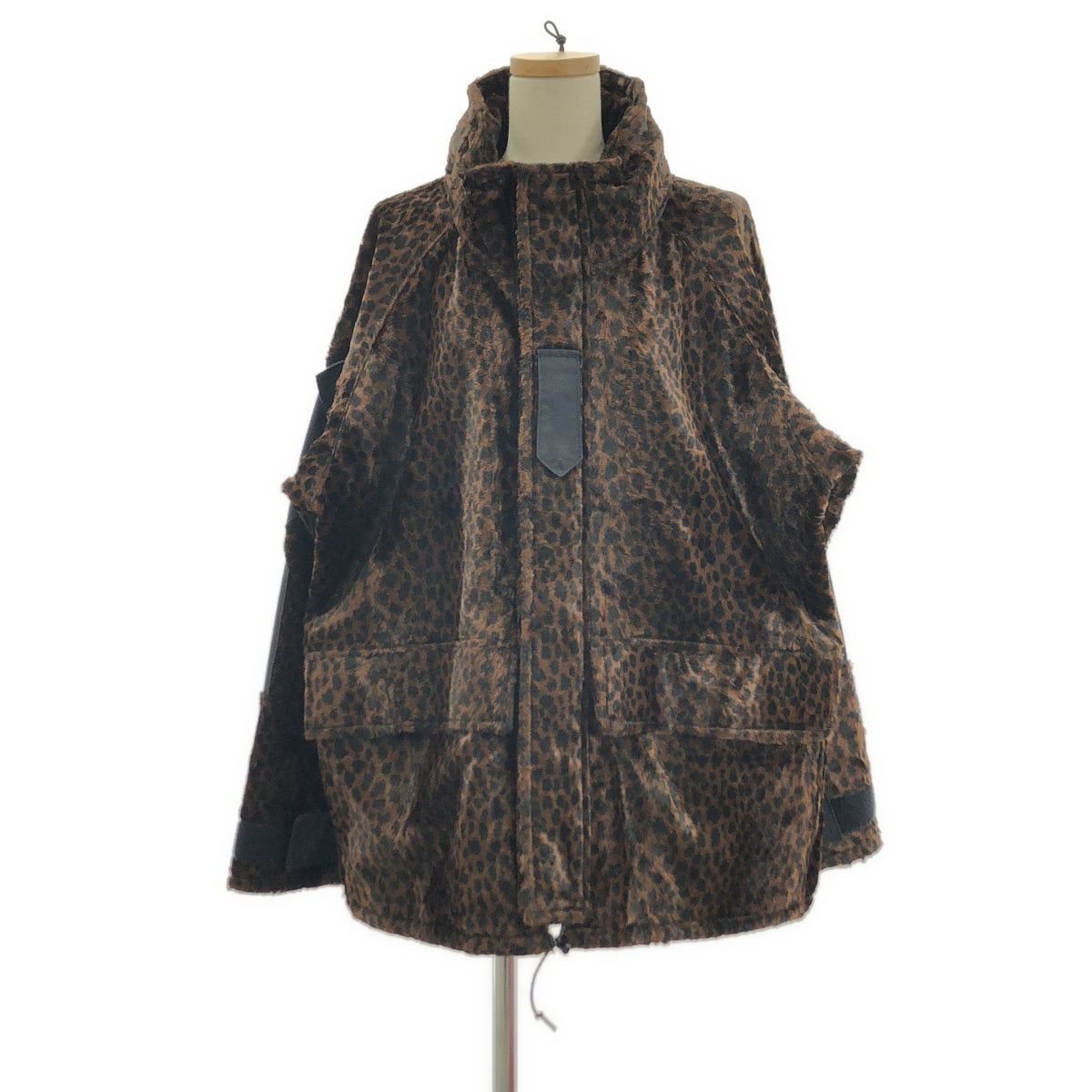 JUNYA WATANABE COMME des GARCONS / ジュンヤワタナベ | 2022AW | 総柄 レオパード ドローストリング オーバー ジャケット / メッシュ総裏地 | S | レディース