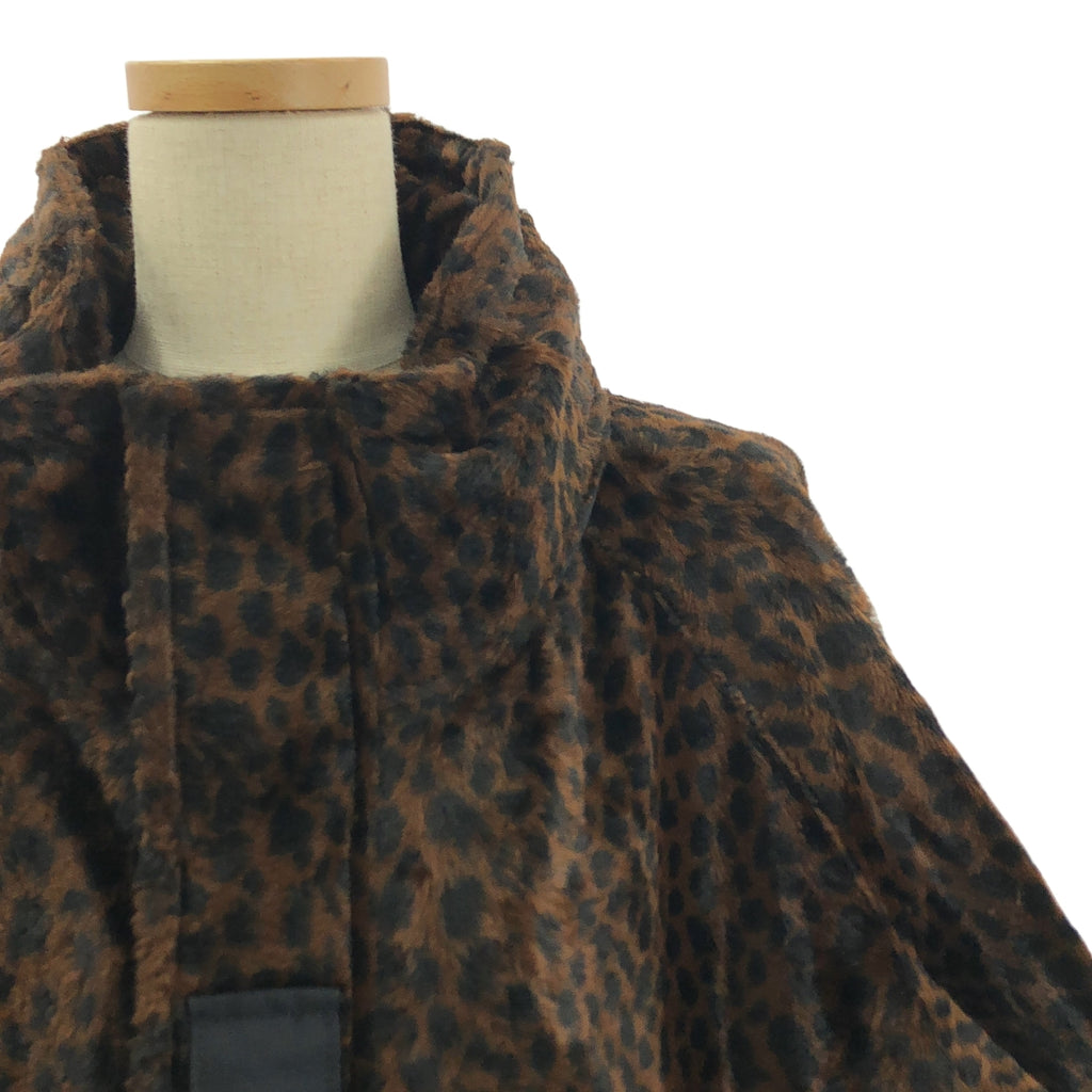 JUNYA WATANABE COMME des GARCONS / ジュンヤワタナベ | 2022AW | 総柄 レオパード ドローストリング オーバー ジャケット / メッシュ総裏地 | S | レディース