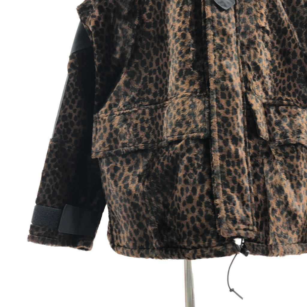 JUNYA WATANABE COMME des GARCONS / ジュンヤワタナベ | 2022AW | 総柄 レオパード ドローストリング オーバー ジャケット / メッシュ総裏地 | S | レディース