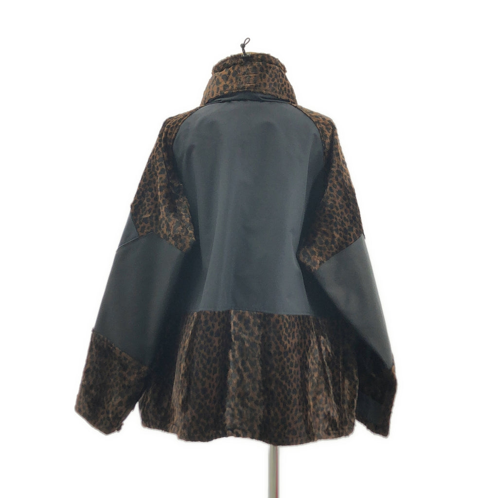 JUNYA WATANABE COMME des GARCONS / ジュンヤワタナベ | 2022AW | 総柄 レオパード ドローストリング オーバー ジャケット / メッシュ総裏地 | S | レディース