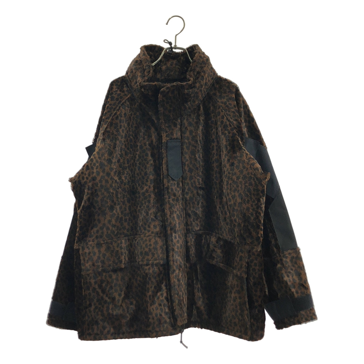 JUNYA WATANABE COMME des GARCONS / ジュンヤワタナベ | 2022AW | 総柄 レオパード ドローストリング オーバー ジャケット / メッシュ総裏地 | S | レディース