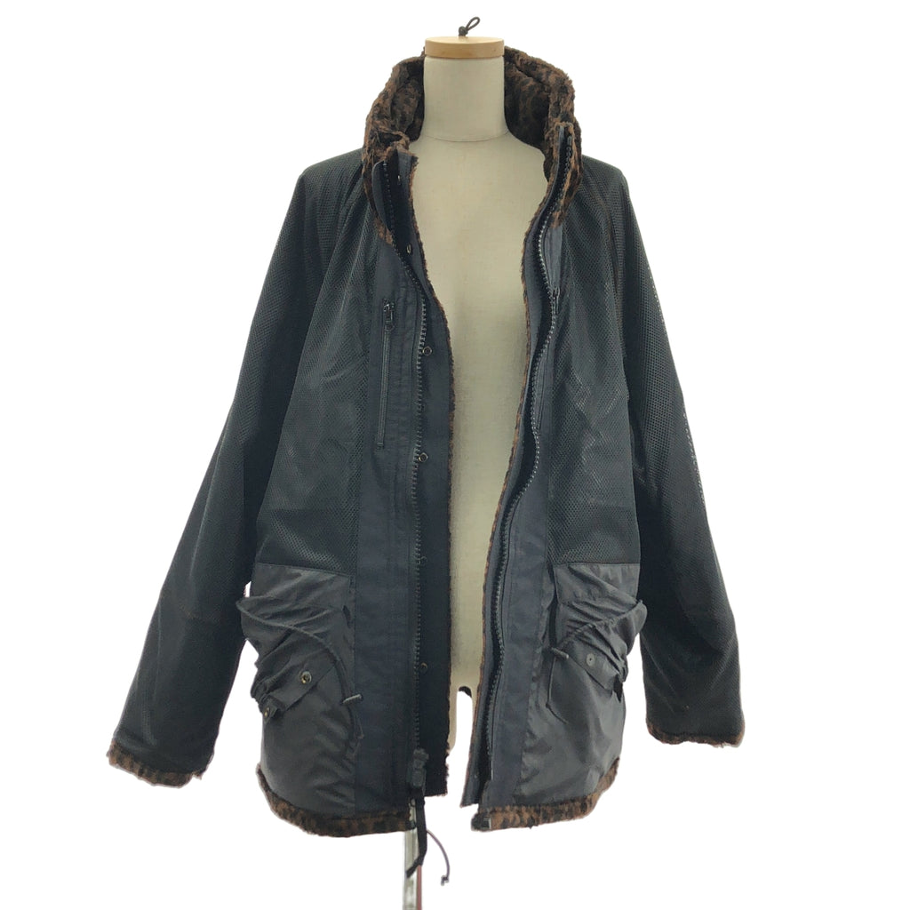 JUNYA WATANABE COMME des GARCONS / ジュンヤワタナベ | 2022AW | 総柄 レオパード ドローストリング オーバー ジャケット / メッシュ総裏地 | S | レディース