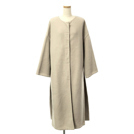 HELMUT LANG | Side slit collarless coat | M | Beige | Women's