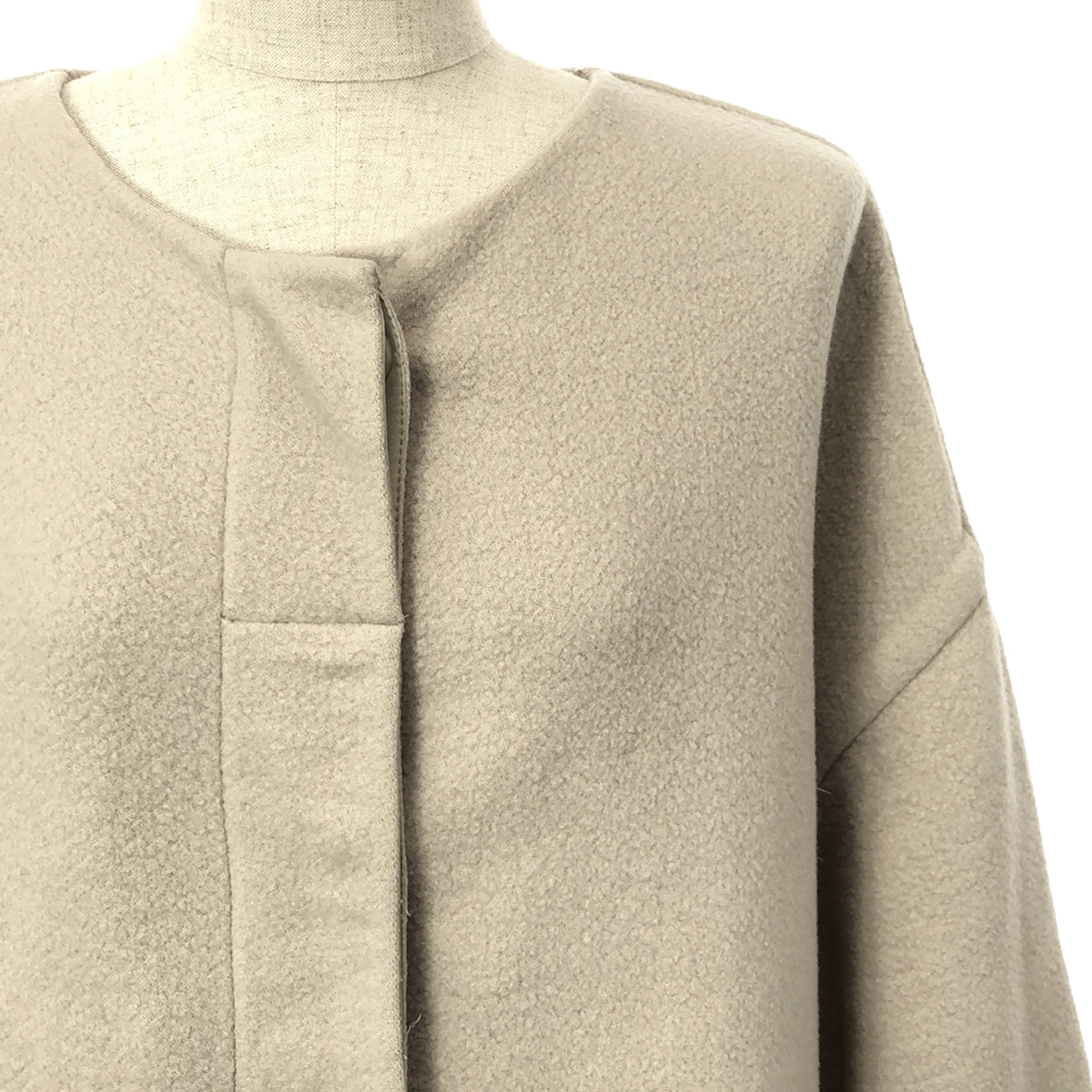 HELMUT LANG | Side slit collarless coat | M | Beige | Women's