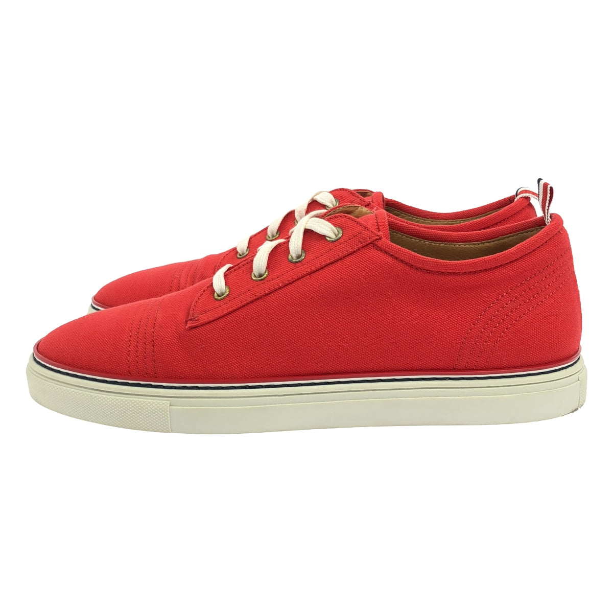 [Good Condition] THOM BROWNE | Italian Made Canvas Low Cut Sneakers | 44.5 | Red | Men's