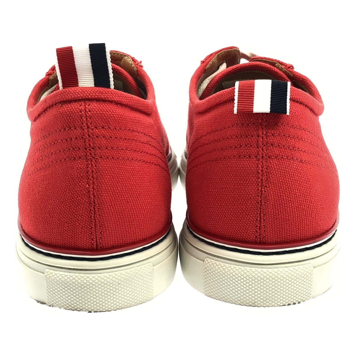 [Good Condition] THOM BROWNE | Italian Made Canvas Low Cut Sneakers | 44.5 | Red | Men's