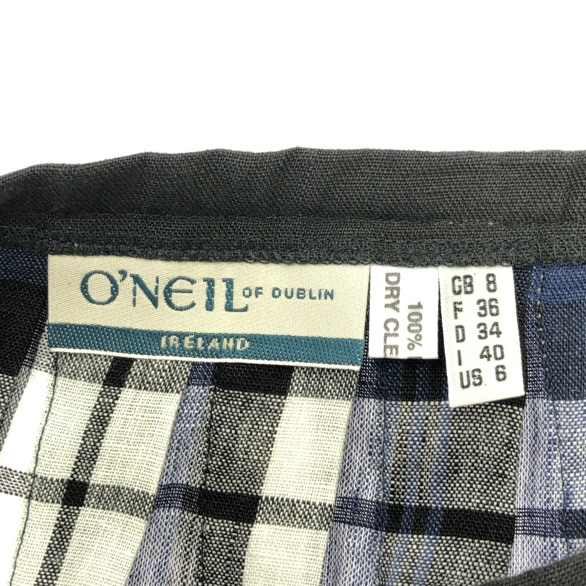 O'NEIL OF DUBLIN | Linen Check Wrap Skirt | Size 8 | Women's