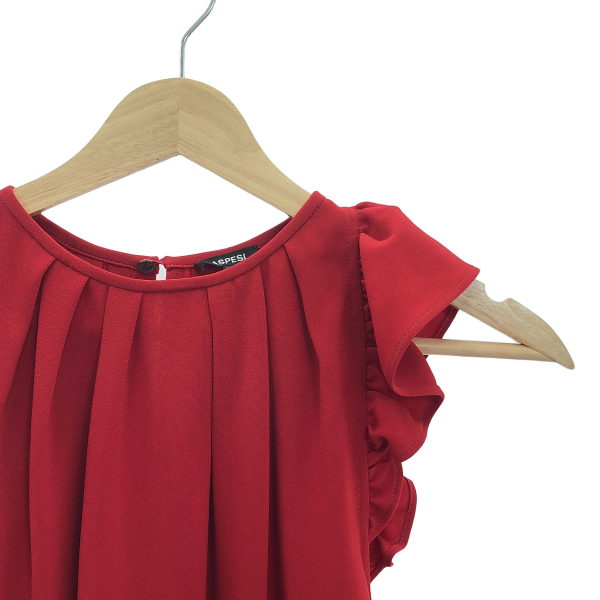 【미품】 ASPESI / 아스페지 | 프릴 개더 민소매 블라우스 | 40 | 레드 | 여성