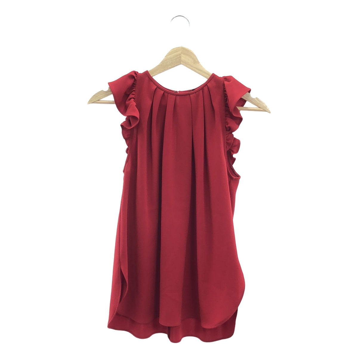 【미품】 ASPESI / 아스페지 | 프릴 개더 민소매 블라우스 | 40 | 레드 | 여성