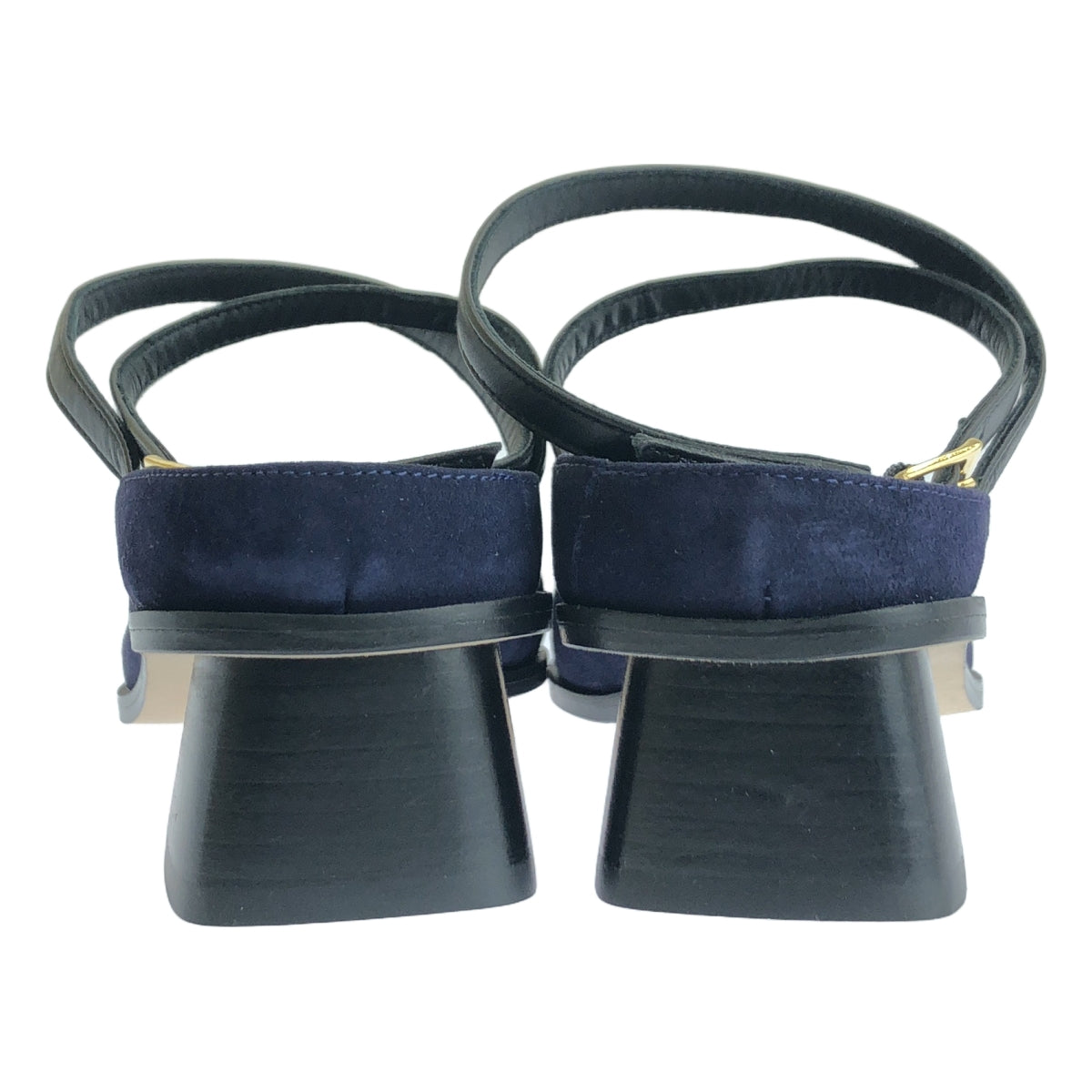 【미품】 PELLICO SUNNY / 페리 코서니 | LAUREN NEGRO / 스웨이드 스트랩 스퀘어 힐 | 35 | 네이비 | 여성