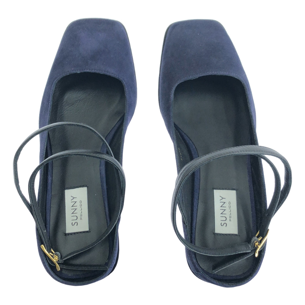 【美品】  PELLICO SUNNY / ペリーコサニー | LAUREN NEGRO / スエード ストラップスクエアヒール | 35 | ネイビー | レディース