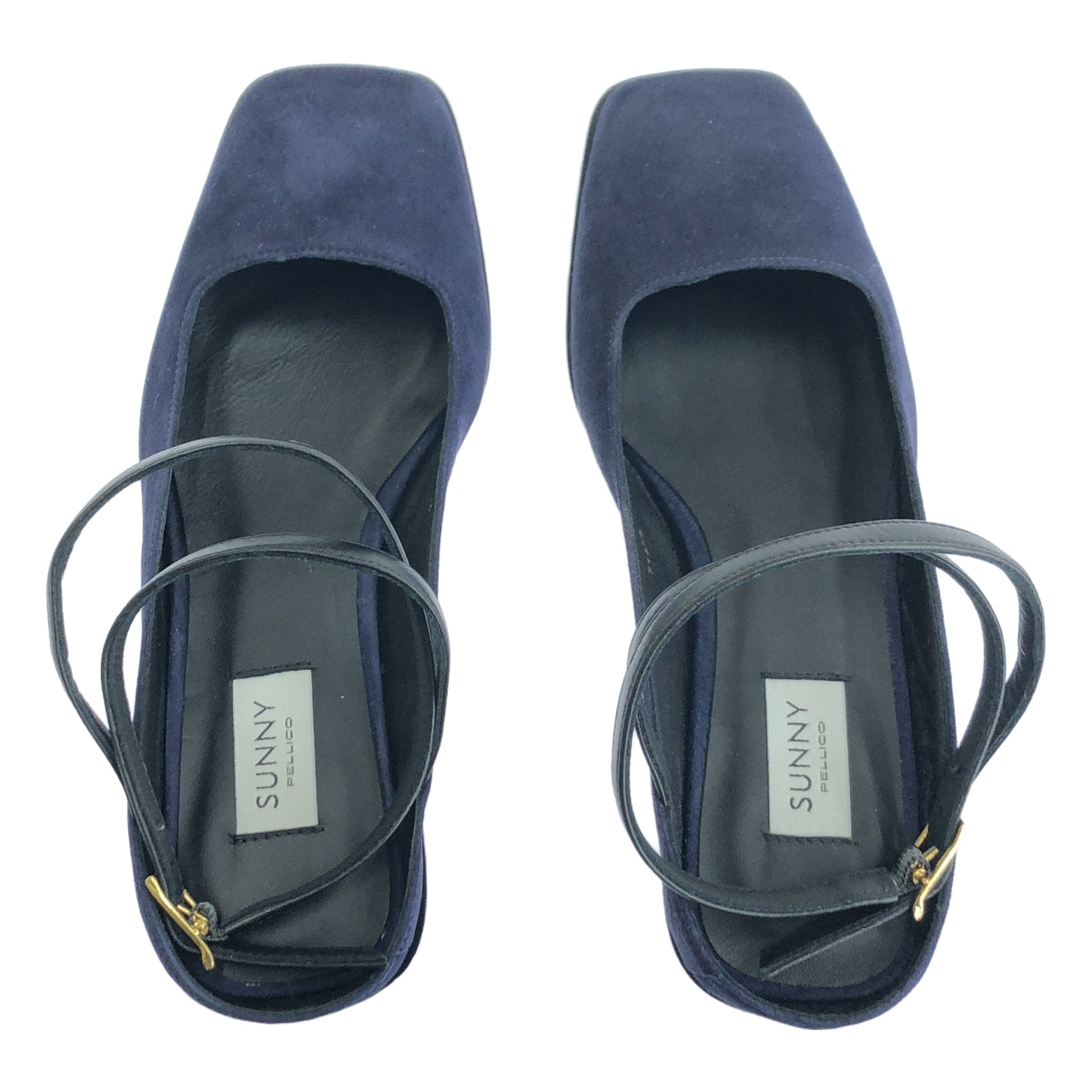 【미품】 PELLICO SUNNY / 페리 코서니 | LAUREN NEGRO / 스웨이드 스트랩 스퀘어 힐 | 35 | 네이비 | 여성