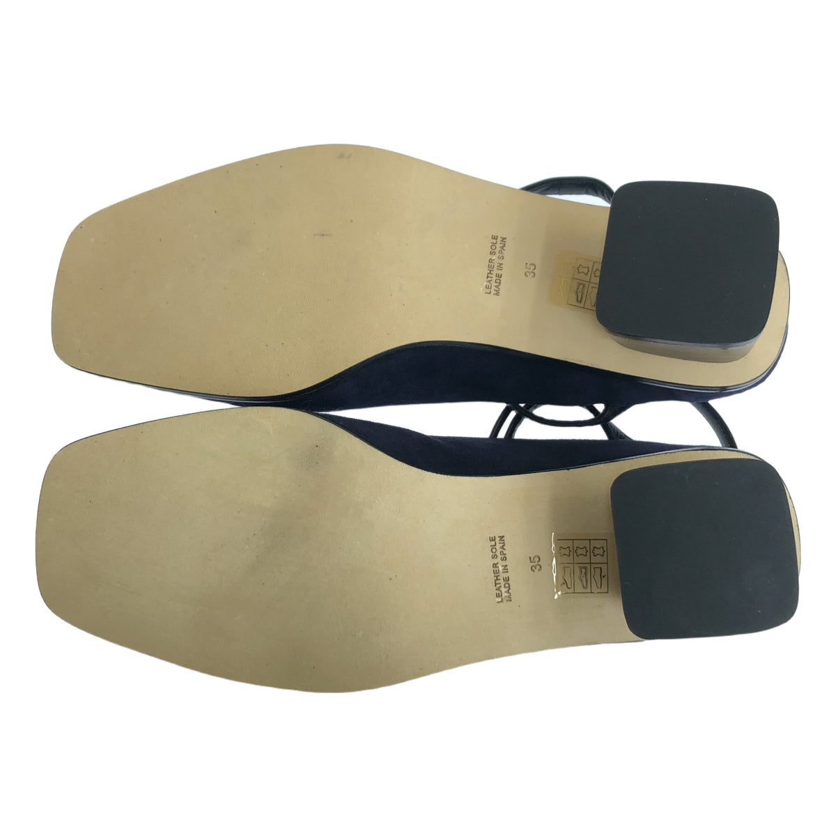 【미품】 PELLICO SUNNY / 페리 코서니 | LAUREN NEGRO / 스웨이드 스트랩 스퀘어 힐 | 35 | 네이비 | 여성