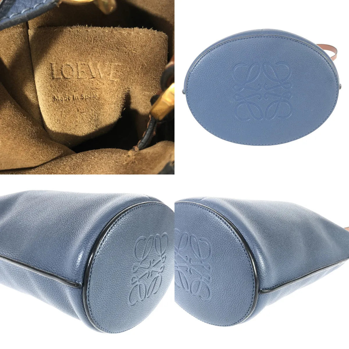 LOEWE / 로에베 | 게이트 버킷 가죽 숄더백 | 네이비 | 여성