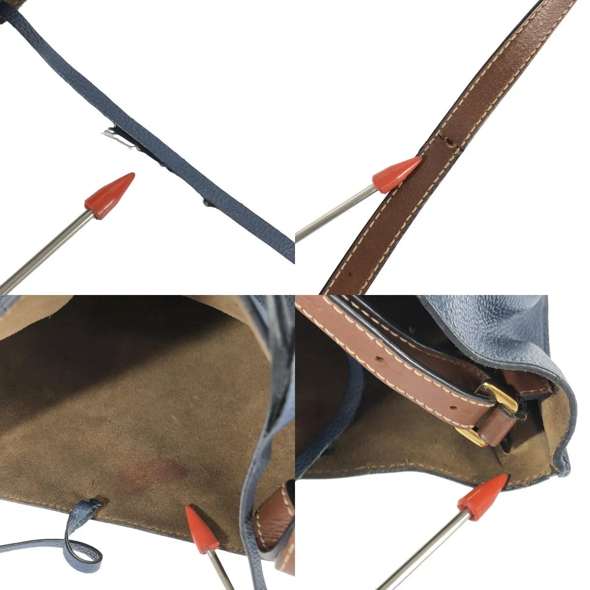 LOEWE / 로에베 | 게이트 버킷 가죽 숄더백 | 네이비 | 여성