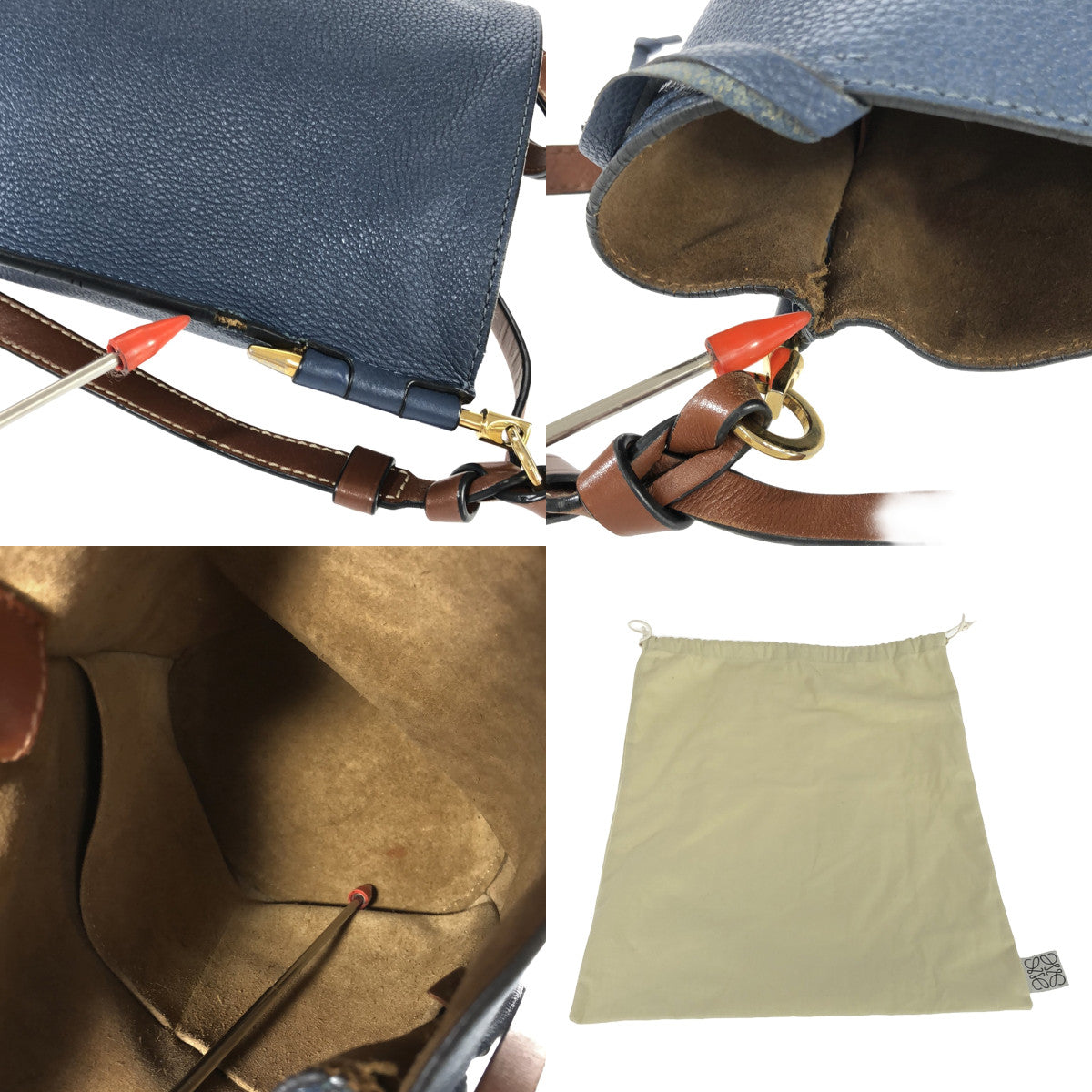 羅意威 | Gate Bucket皮革單肩包|海軍 |女性的